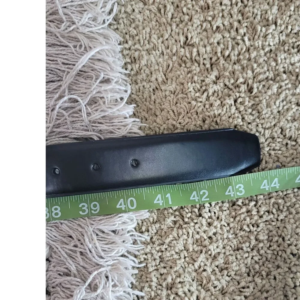 CALVIN KLEIN BLACK W BLACK BELT BUCKLE SYTHENTIC LEATHER BELT, SZ MEDIUM